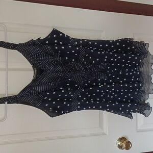 Avenue Plus Size womens Black and White Polka Dot Top